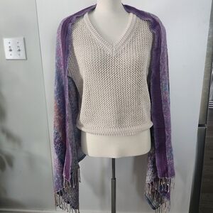 WILFRED Women's Wool Viscose Blend Purple‎ Melange Scarf Shawl 72" X 26"